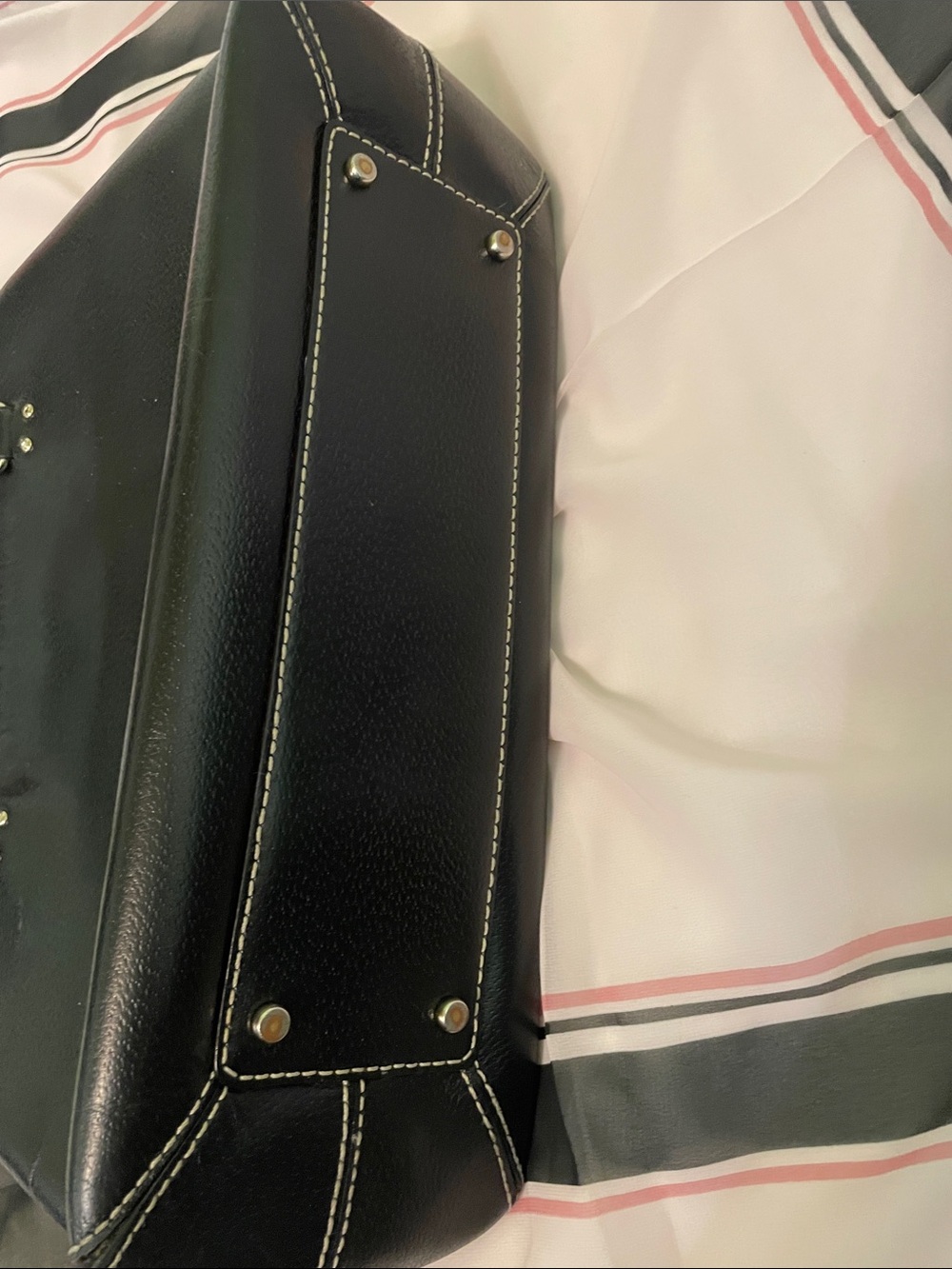 kate spade Black Leather Tote with Gold Logo Plate - Picture 4 of 11
